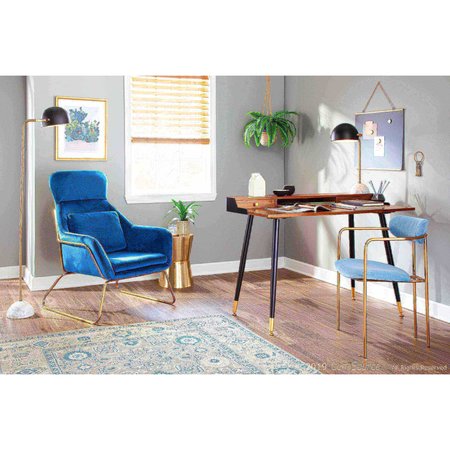 Lumisource Demi Chair in Gold Metal and Light Blue Velvet, PK 2 CH-DEMI AUVBU2